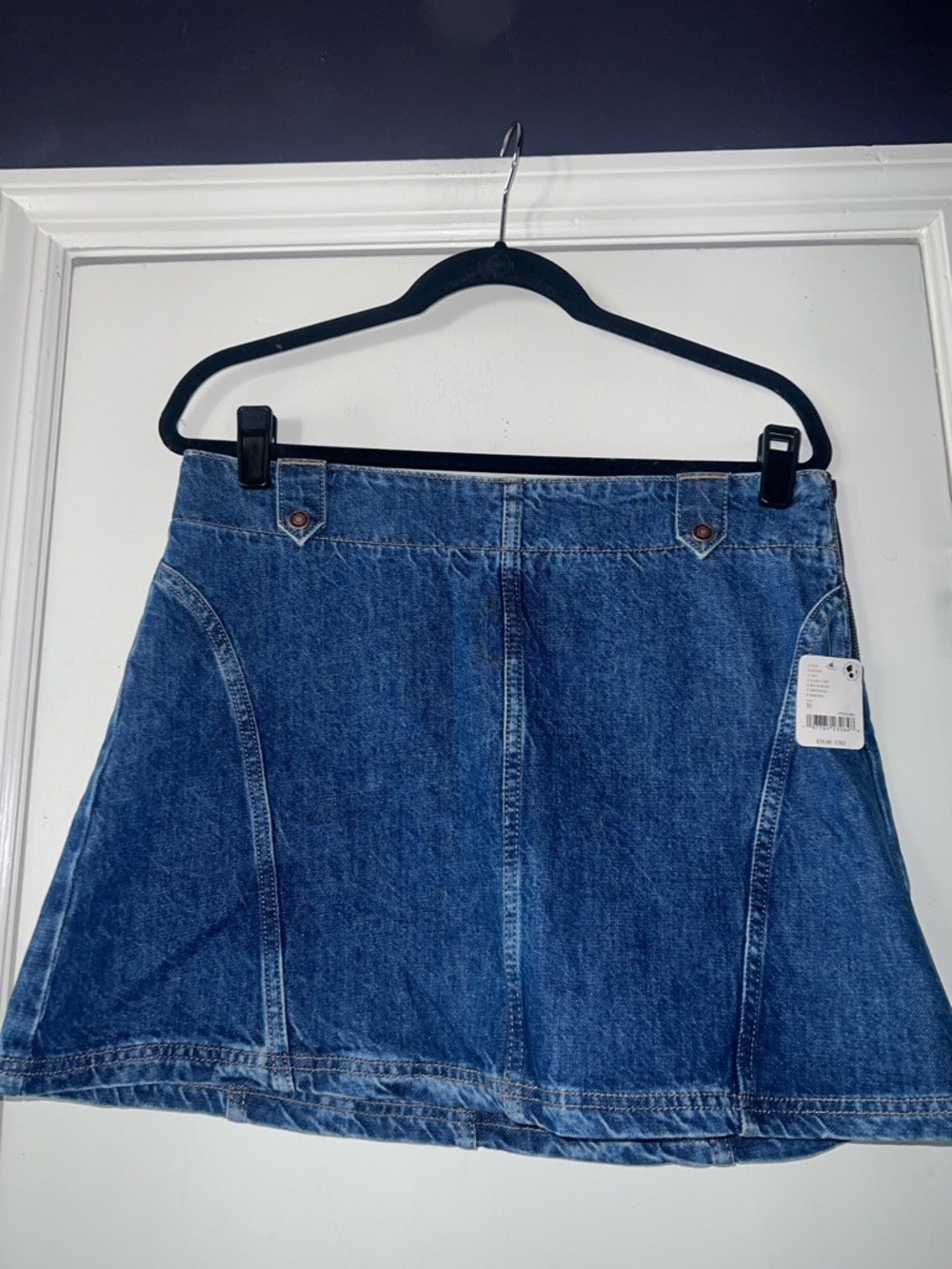 Free People Dark Blue Denim Mini Skirt